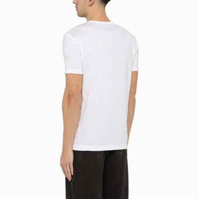 Dolce & Gabbana White Crewneck T-shirt With Logo Plate In Cotton Man In White