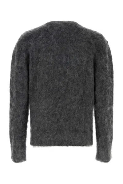 Givenchy Mohair Blend Crew Neck Sweater With Graphic Print In Grey