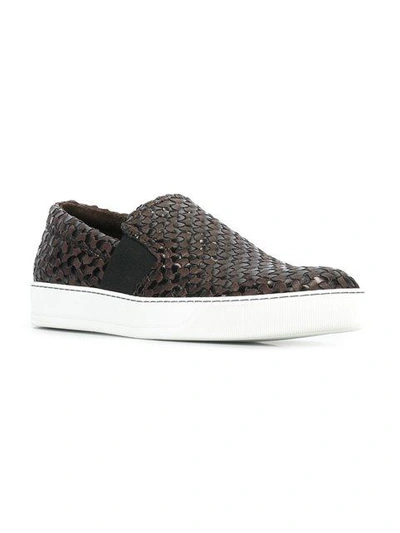 Lanvin Black Labyrinth Slip-on Sneakers In Brown