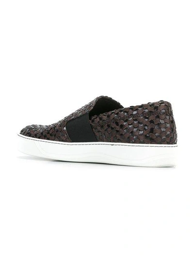 Lanvin Black Labyrinth Slip-on Sneakers In Brown