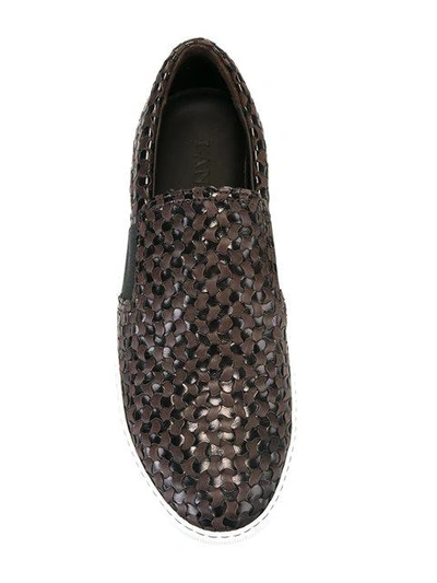 Lanvin Black Labyrinth Slip-on Sneakers In Brown