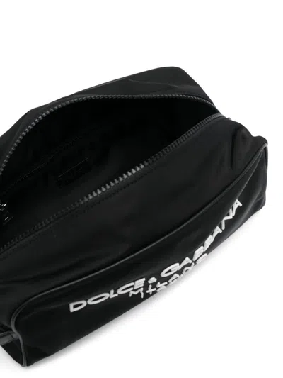 Dolce & Gabbana Black Toiletry Handbag With Printed Logo For Men