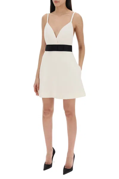 Dolce & Gabbana Woolen Dress With Satin Belt And Straps In Neutral
