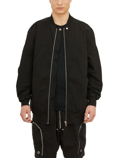 Drkshdw Ss24 Black Oversized Bomber Jacket For Men With Ribbed Cotton Hem