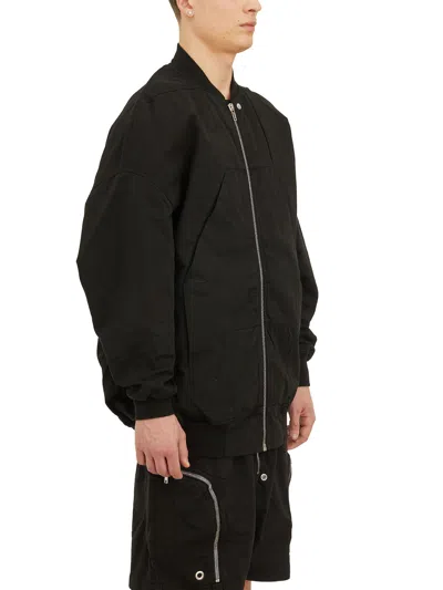 Drkshdw Ss24 Black Oversized Bomber Jacket For Men With Ribbed Cotton Hem