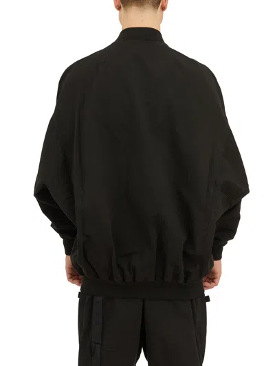 Drkshdw Ss24 Black Oversized Bomber Jacket For Men With Ribbed Cotton Hem