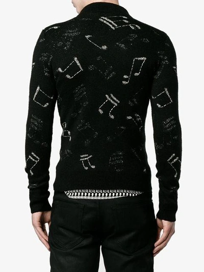 SAINT LAURENT Musical Note Jacquard Mohair Blend Sweater In Black $2677