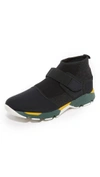 Marni Neoprene Velcro Strap Hi-top Sneakers In Black