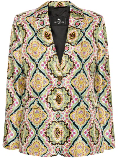 Etro Medallion-print Silk Single-breasted Blazer Jacket