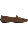 TOD'S logo buckle loafers,SUEDE100%
