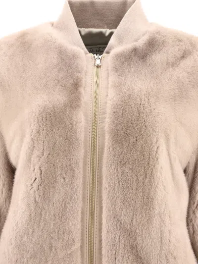 Giovi Mink Fur Bomber Jacket Jackets Beige In Neutral