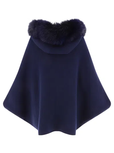 Giovi Wool And Cashmere Cape Coats Blue