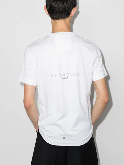 Givenchy White Crewneck T-shirt With Logo Print In Cotton Man