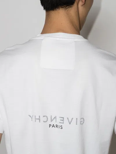 Givenchy White Crewneck T-shirt With Logo Print In Cotton Man