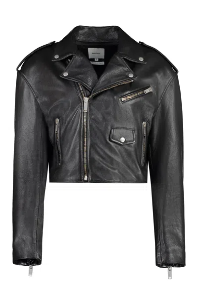 Halfboy Black Leather Biker Jacket For Women