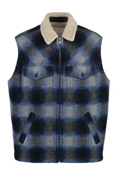 Isabel Marant Vest Sleeveless Zippered Check Motif