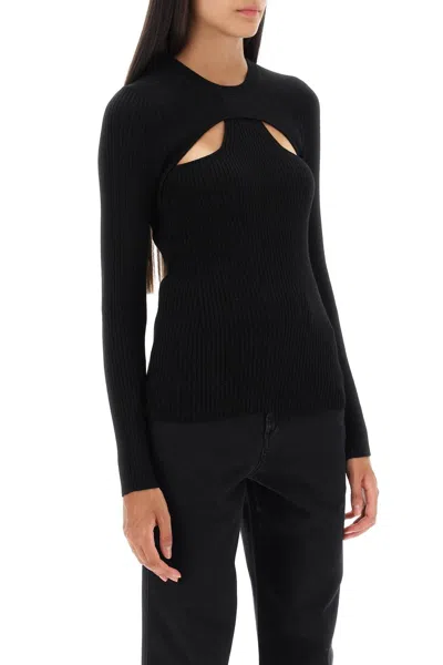 Isabel Marant Merino Wool Crew Neck Sweater With Cut-out Front