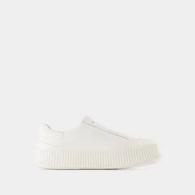 Jil Sander Woman Sneakers Ivory Size 10 Soft Leather