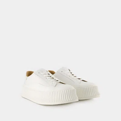 Jil Sander Woman Sneakers Ivory Size 10 Soft Leather