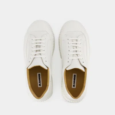 Jil Sander Woman Sneakers Ivory Size 10 Soft Leather