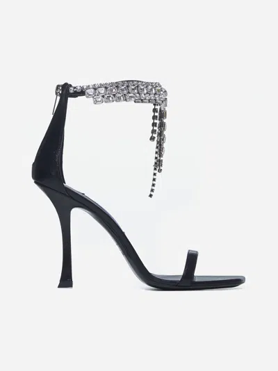 Jimmy Choo Verity 100 Crystal Embellished Leather Sandals In Black