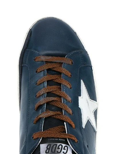 Shop Golden Goose Blue Leather Superstar Sneakers