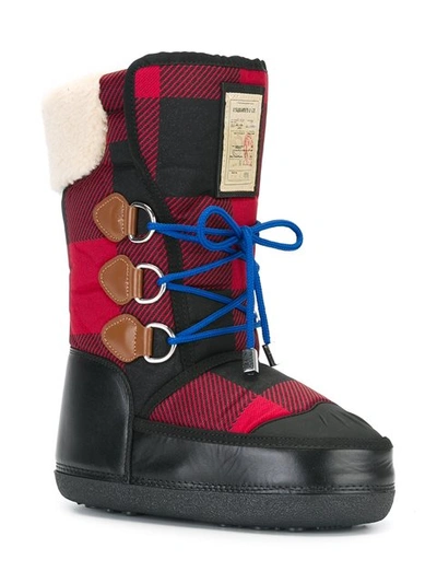 Shop Dsquared2 Checked Pattern Moon Boots