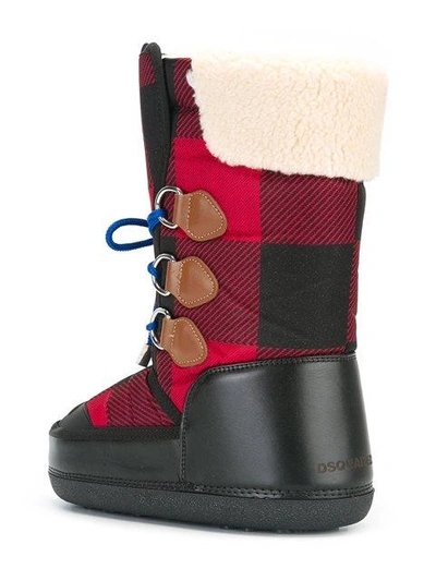 Shop Dsquared2 Checked Pattern Moon Boots