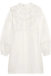 MIU MIU Ruffled silk-organza, lace and cady mini dress