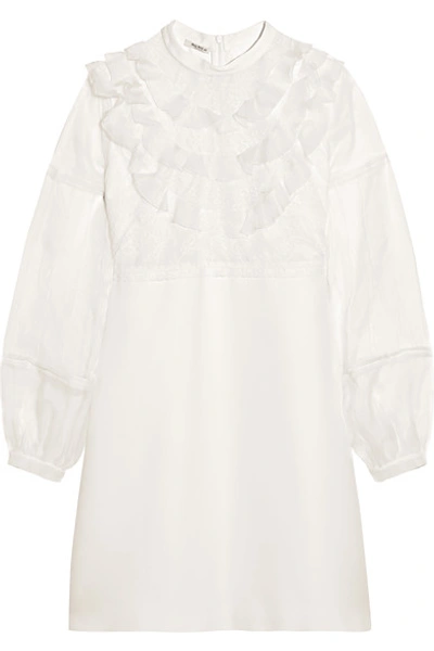 Miu Miu Ruffled Silk-organza, Lace And Cady Mini Dress