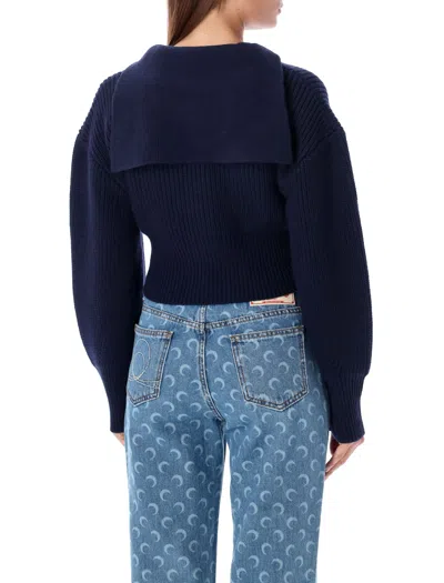 Marine Serre Navy Blue Sailor-collar Sweater