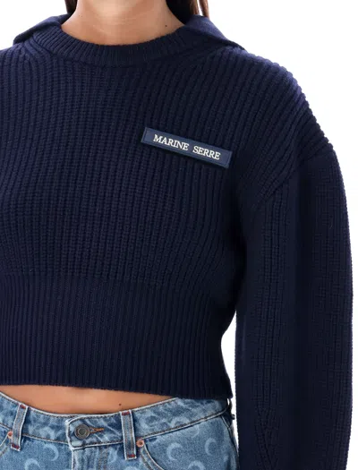 Marine Serre Navy Blue Sailor-collar Sweater