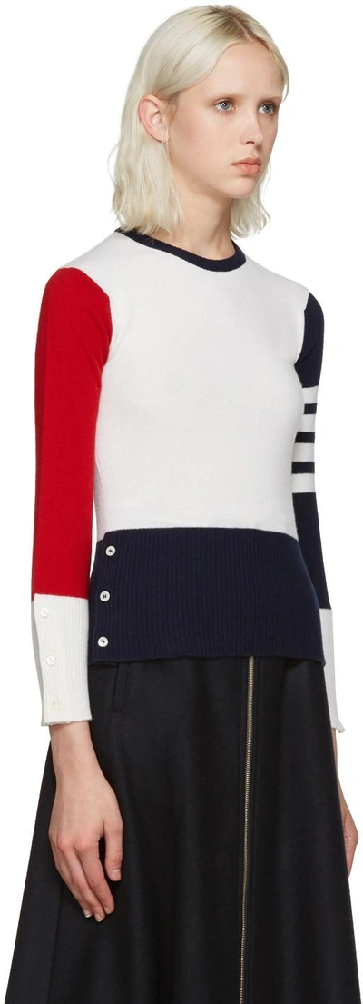 Shop Thom Browne Tricolor Cashmere Sweater