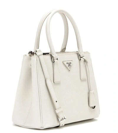 Shop Prada Galleria Saffiano Small Leather Shoulder Bag In White