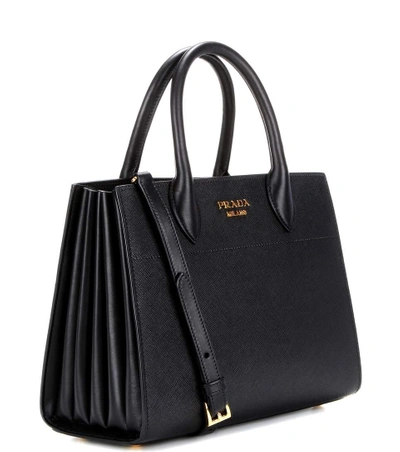 Shop Prada Leather Shoulder Bag In Eero