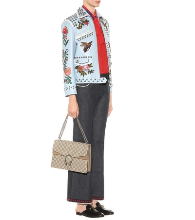Shop Gucci Dionysus Gg Supreme Medium Shoulder Bag In Beige