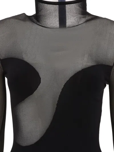 Nensi Dojaka Bodysuit With Asymmetric Line And Sheer Panels