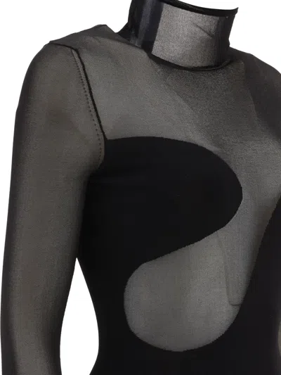 Nensi Dojaka Bodysuit With Asymmetric Line And Sheer Panels