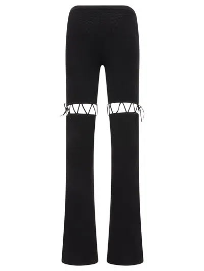 Nensi Dojaka Ribbed Waistband Flared Pant With Cut-out Lacing