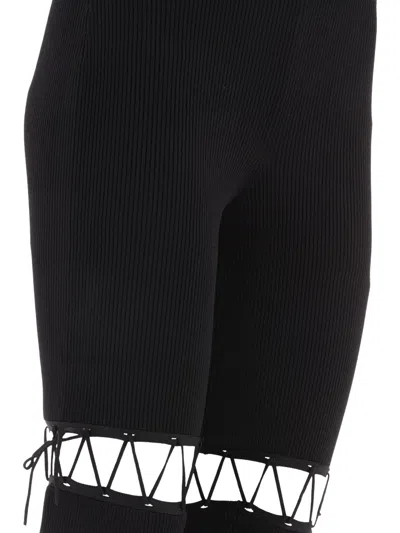 Nensi Dojaka Ribbed Waistband Flared Pant With Cut-out Lacing