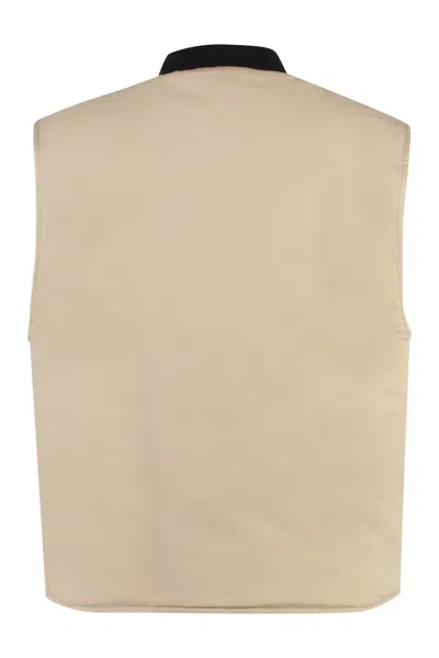 Palm Angels Full Zip Field Vest In Neutral
