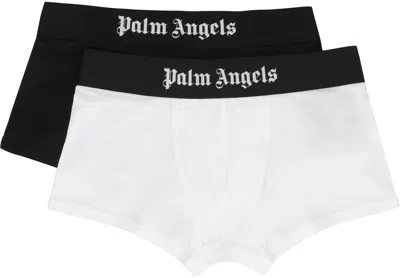 Palm Angels Men's Set Of Two Cotton Boxers | Size Small | Pmuh001c99fab0020110 Color Whiteblack