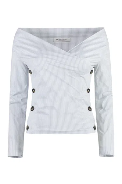 Philosophy Di Lorenzo Serafini Modern Crepe Blouse With Side Button Fastening