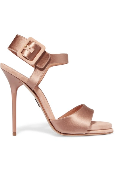 Paul Andrew Kalida Satin And Suede Sandals In Neutrals