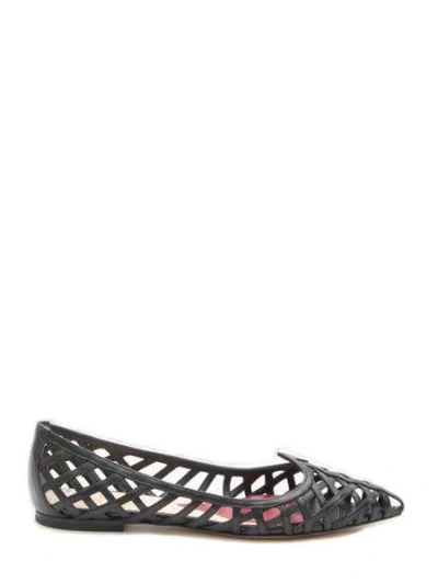Roger Vivier Leather Point Toe Ballet Flats With Cut-out Details