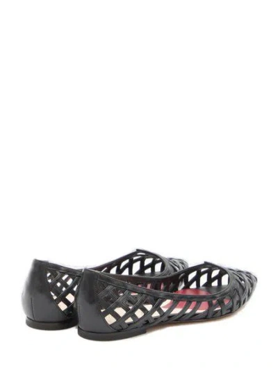 Roger Vivier Leather Point Toe Ballet Flats With Cut-out Details