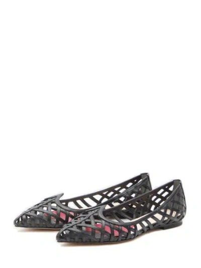 Roger Vivier Leather Point Toe Ballet Flats With Cut-out Details
