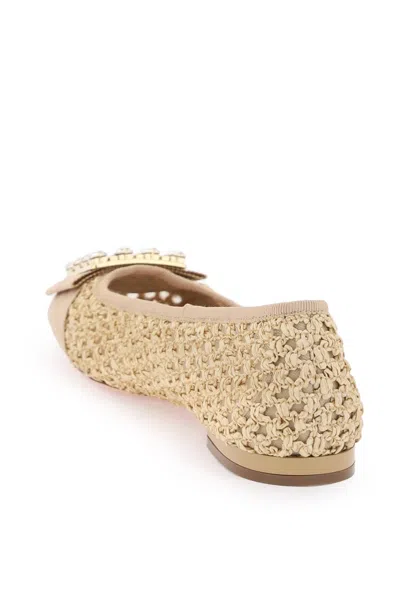 Roger Vivier Tres Vivier Raffia Strass Ballerina Flats