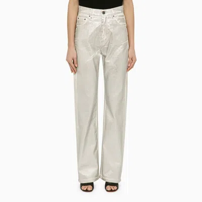 Rotate Birger Christensen Silver Pants In Organic Denim