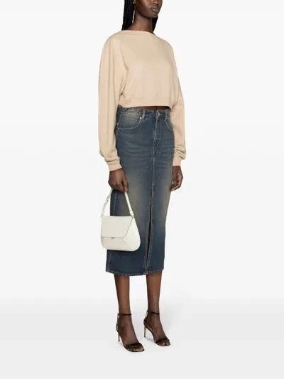 Saint Laurent Logo-embroidered Cropped Sweatshirt